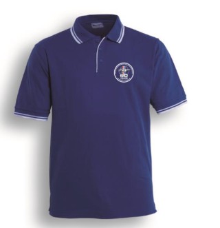 Mens 60th Double Striped Polo:Royal Blue / White