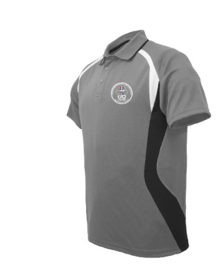 Mens 60th Sports Panel Polo:Grey/Black/White