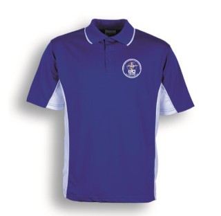 Mens 60th Breathable Polyester Polo:Navy/Sky