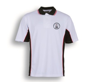 Mens 60th Breathable Polyester Polo:White/Navy/Red